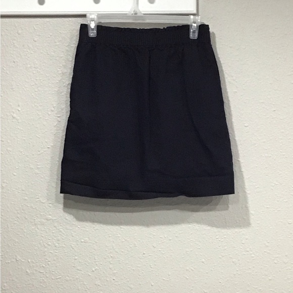 J. Crew Factory Sidewalk Skirt Mini Navy Linen/Cotton Elastic Waist Pockets Sz 2 - Picture 5 of 6